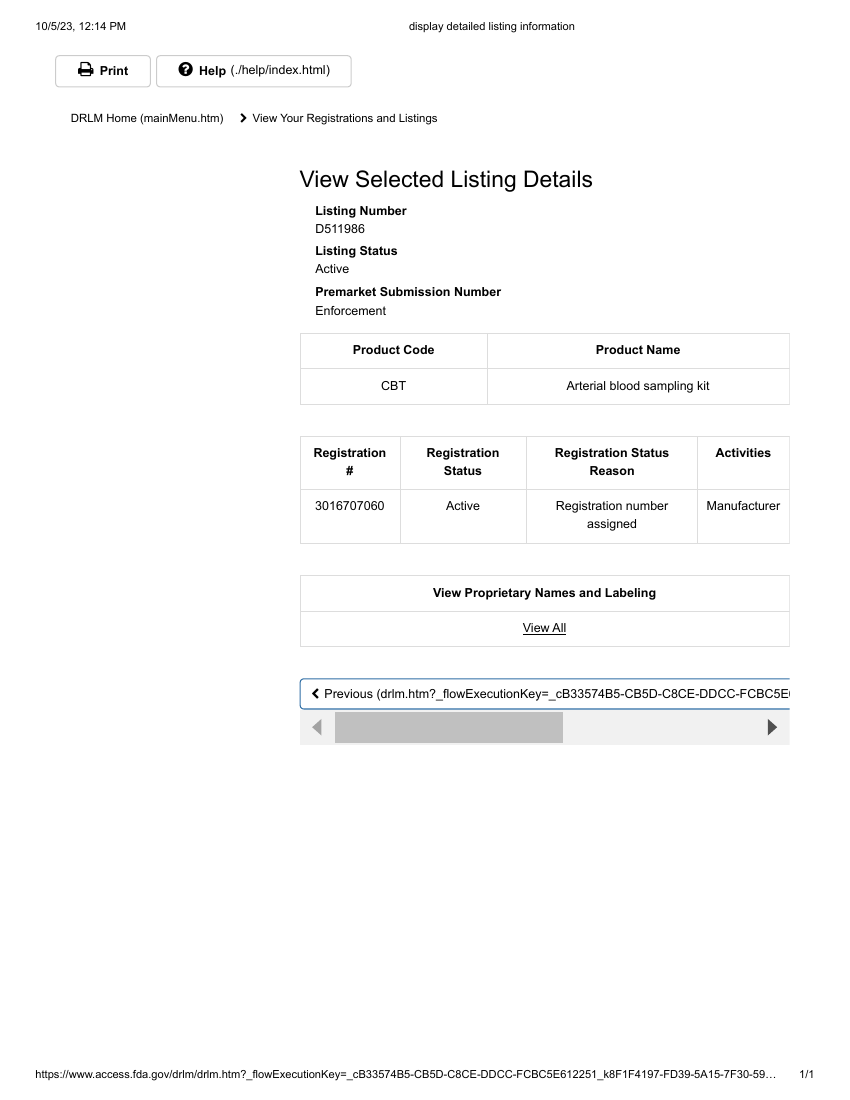 US FDA — ABG Syringe document preview