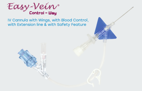 Safety I.V. Cannula | Control Way ( Closed IV Cannula ) | I.V. Cannula with Wings, with Extension line & Safety Features